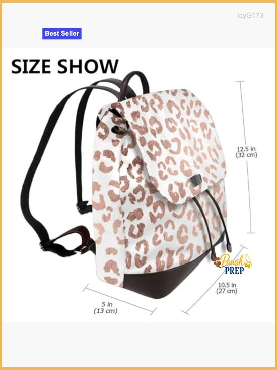 Hand Drawn Leopard Print Backpack Purse Leather Fashion Small Backpack Ladies main image 2